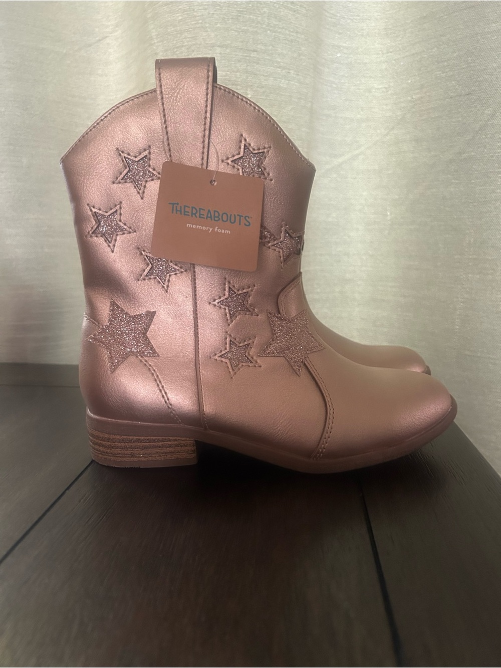 Thereabouts Kids' Rose Gold Star Cowboy Boots with Memory Foam